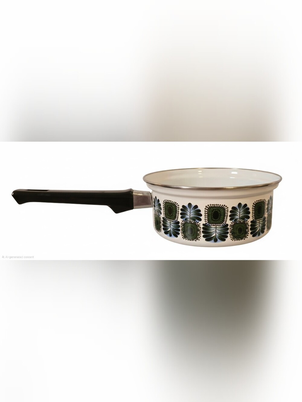 VTG Austria Email Universal 7" Enamel Saucepan Pan Blue Green Peacock MCM Retro